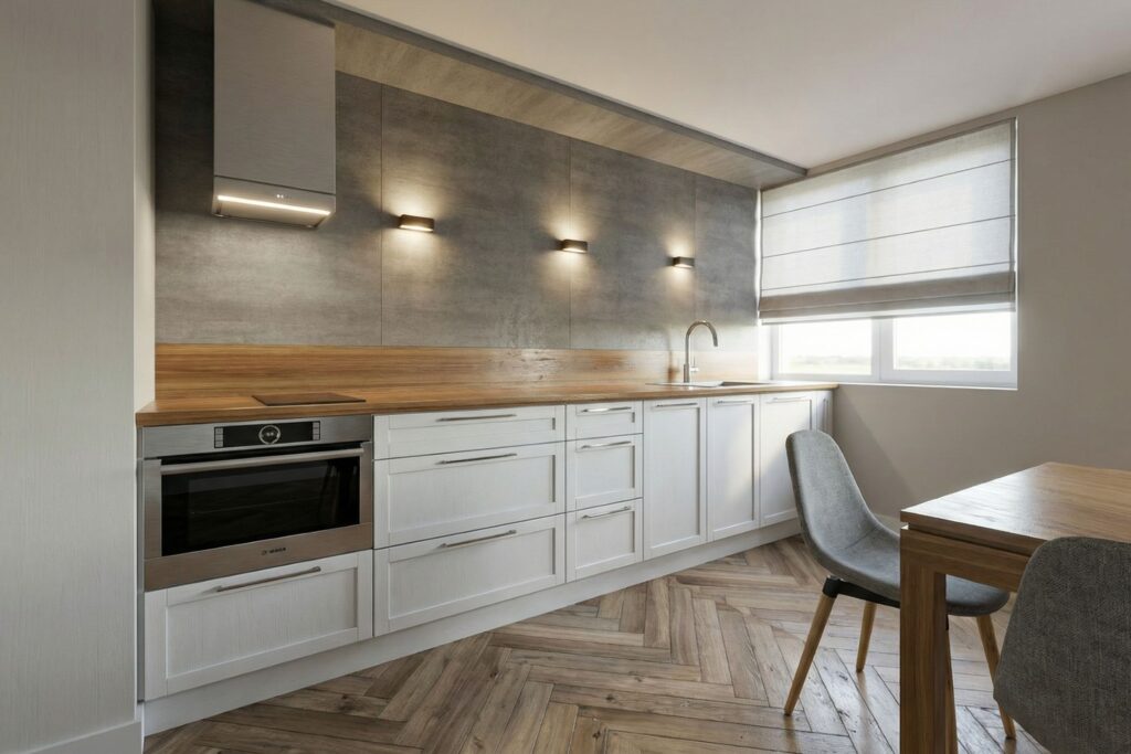 szárszói nyaraló - konyhaterv, tervezés, látványterv