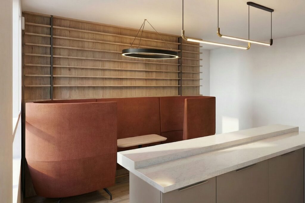 akusztikus 2 személyes tárgyaló, étkező, koncepcióterv